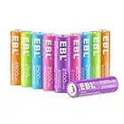 EBL AA Rechargeable Battery 2500mAh Ni-MH Double A Pre-Charged Rechargeable Batteries (10 Pack, 5 Colors in a Box)