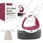 Mini Heat Press, HTVRONT Mini Heat Press Machine for T-Shirts and Heating Transfer, Portable Heat Transfer Machine T Shirt Printing Machine Iron on Machine, 11x6.5cm (Raspberry Red)