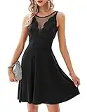 GRACE KARIN Women Sleeveless Lace Patchwork Cocktail Party A-Line Midi Dress XL Black