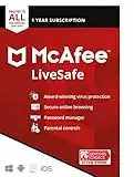 McAfee Live Safe | Unlimited Devices | Antivirus Internet and Identity Security Software | 1 Year Subscription | Key Card