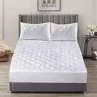 Cotton Comfort Bedding Quilted Mattress Protector King Size 30cm Deep Fitted Elastic Stretch Skirt King Size Mattress Topper - Ultra Soft & Hypoallergenic King Size Mattress Pad - Mattress Cover