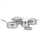 Cuisinart HTP-8SSC 8pc Vintage Hand Hammered Tri-Ply Cookware Set, Large, Silver