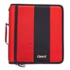 Case-It 3-Ring Zipper Binder 2-Inch, Tabbed dividers, 2-Pockets, Fire Engine Red D-251