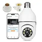 Tingkengse Light Bulb Security Camera, 2.4GHz & 5G Wireless WiFi Outdoor,1080p Indoor E27 Light Socket Security Camera, Built-in 355° PTZ & Smart Motion Detection,Two-Way Audio