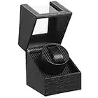 LINGFANSTORE Watch Winder Remontoir Montre Automatique Boîte Cuir Vitrine Acrylique Rotation Silencieux Cadeau pour 1 Montre