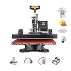 CREWORKS 15"x 15" 5-IN-1 Tshirt Printing Press Machine, T shirts Printer and Hot Heat Print Press Vinyl Sublimation Transfer machine for Hats/Caps/Mugs/Plates/Mouse Pad/Phone Pad Case/Pillow Case/Bags, 110V