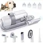 LMVVC Dog Grooming Kit Low Noise, Pet Grooming Clippers 2.3L Vacuum Suction 99% Pet Hair with 5 Tools for Dog Cat for Shedding Grooming (Grey & White)