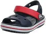 Crocs Crocband Sandals, Unisex-Kids Sandals, Lightweight and with Secure Fit, in Navy / Red Strap and Stripe Detail, Size C7 UK