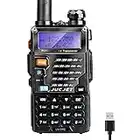 UV 5RE Walkie Talkie Dual Band VHF/UHF, mit LED-Anzeige 128 Speicherkanal, Tragbares 2-Wege-Funkgerät, professionell und einfach zu bedienen (Schwarz, 1 Stück)