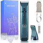 Women's Bikini Trimmer, Senignol 2-in-1 Electric Razor for Women Pubic Hair Trimmer for Bikini Area, Arms, Legs, Underarms, IPX7 Waterproof Electric Lady Clipper Hair Removal Razor with Storage Bag