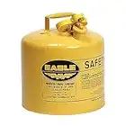 Eagle UI-50-SY Type I Metal Safety Can, Diesel, 12-1/2" Width x 13-1/2" Depth, 5 Gallon Capacity, Yellow