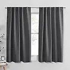 PONY DANCE Gray Blackout Curtains - Window Curtain Treatments Thermal Insulated Light Blocking Drapes Back Tab/Rod Pocket Short Curtain Panels for Bedroom & Kitchen, 42 W x 45 L, Grey, 1 Pair