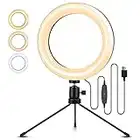 8" LED Lumière Anneau avec Trépied, 112 LEDs Perche Selfie LED Ring Light 3 Couleurs 10 Intensité pour Vidéo/Photo/Youtube/Maquillage Lampe Annulaire Réglable avec Eclairage Luminosité Réglable