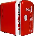 Coca Cola Mini Fridge 4 Liter/6 Can Portable Fridge/Mini Cooler Refrigerator for Food Beverages Drinks Cosmetics Skincare For Home Bedroom Office Dorm Car Boat, AC & DC Plugs Included, Red Coke Bottle