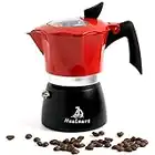 NEALMART Stovetop Espresso Maker, Red Premium Aluminum Moka Pot 3 Espresso Cups, Percolator Coffee Pot, Italian Coffee Maker Greca Coffee Maker for Cappuccino or Latte