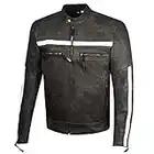 Men's Vintage Motorcycle Jacket Distress 100% Natural Cowhide Leather Premium CE Armor Removable Quilted Liner Street Cruiser Ventilated Biker All Weather Cafe Racer Jacket L