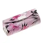 SGerste - Funda de Piel para pintalabios con Espejo, diseño de Flores Chinas Tradicionales, para Maquillaje, Joyas, bálsamo de Labios, Estuche de Viaje, Color Rosa Claro, como se Describe