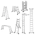 Giantex 12.5 Ft Extension Ladder 7 in 1 Multi Purpose Folding Step Ladder Platform Extendable Scaffold Ladder EN131 Aluminum 7 in 1 Extension Step Lightweight 330LBS