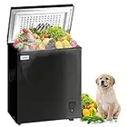 Chest Freezer WANAI 3.5 Cubic Deep Freezer with Top Open Door and Removable Storage Basket, 7 Gears Temperature Control, Energy Saving, Ideal for Office Dorm or Apartment (Black)