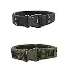 MESHIKAIER Uomo Regolabile Cintura Tattica Militare Outdoor Sport Nylon Cintura Fibbia in Plastica per Campeggio, Escursioni a Piedi,Formazione (Nero+Camuffamento)