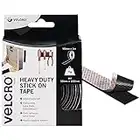 VELCRO Brand Heavy Duty Stick On Tape Cut-to-Length Industrial Extra Strong Double Sided Hook & Loop Self Adhesive Tape Perfect for Room Décor & Home, Office, Garage Use Black 50mm x 1m