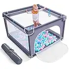 Baby Playpen for Toddler, Small Baby Play Yard, Safe No Gaps Playpen for Babies,Baby Gate Playpen(Grey,36”×36”)