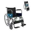 Mobiclinic®, Sedie a rotelle, Leggera, Alcazar, Semovente, Freno di stazionamento, Seduta 46 cm, Marchio europeo, Pedane pieghevoli, Braccioli imbottiti, Robusta, Ruote mazic, Nero