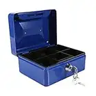 Mini caja fuerte de 1 pieza con cerradura Mini portátil de acero con cerradura pequeña caja de seguridad para monedas en efectivo caja de seguridad para el hogar nuevo[Blue]