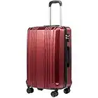 Coolife Luggage Suitcase PC+ABS with TSA Lock Spinner 20in24in28in (Wine red, S(20in)_Carry on)