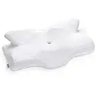 Elviros Cervical Contour Memory Foam Pillow for Neck Pain Orthopedic Neck Pillow for Shoulder Pain Ergonomic Head Neck Support Pillow for Side/Back/Stomach Sleepers with Removable Cover (White)