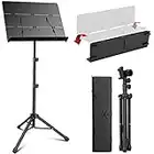 CAHAYA Foldable Sheet Music Stand with Tri-fold Panel Portable Music Stand Matte Frosted Metal Material Sturdy Height Adjustable CY0317