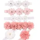 6 STÜCKE Baby Mädchen Blumenstirnbänder mit Fleckband Elastisches Nylon Haarband Neugeborenes Stirnband Baby Haarschmuck für Party Hochzeit Familienfoto