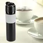 Botella de prensa de café portátil 350 ml Prensa francesa Cafetera de té Taza de agua potable abierta con una sola taza Taza Émbolo de café al vacío para viajar Camping Senderismo Oficina (Negro)