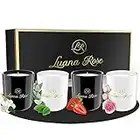 Luana Rose Duftkerzen Geschenkset - 4x 70g Natürliche Duftkerze aus Sojawachs mit ätherischen Ölen - Duftkerze Set - Perfekt als Geschenk für Frauen, Aromatherapie Kerze - Scented Candle Gift Set