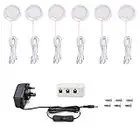 vlio Under Cabinet Light Kit, Set of 6, LED Puck Lights, 15W, 1500LM, Warm White, Display Cabinet Lighting, Disc Light for Kitchen, Closet, Counter, Cupboard, Shelf, Wardrobe and More