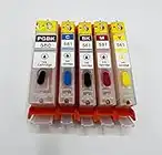 Refillable Katie's Edible Ink PGI-580BK / CLI-581 PGBK/BK/C/M/Y Ink Cartridges (580xl / 581xl) Compatible With Canon TS705 TS705a Printer Full Set With Needles Chipped Ready To Use