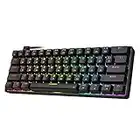 Punkston TH61 60% Mechanical Gaming Keyboard,RGB Backlit Wired Ultra-Compact Mini Mechanical Keyboard Full Keys Programmable Black