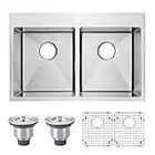 Yutong 31" x 20" Top-Mount/Drop in Stainless Steel 50/50 Double Bowl Kitchen Sink (with Grid)