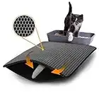 Cat Litter Mats Trapper Mat, Honeycomb Double Layer Tapis Litiere Chat, Easy Clean Non Toxic Kitty Litter Mat Suitable for Litter Tray Boxes(45x60cm,Grey)