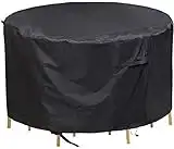 Chusstang Garden Furniture Covers Waterproof, Patio Furniture Table Covers Outdoor Round Table Cover Patio Furniture Cover 420D Heavy Duty Protection Windproof Anti-UV Circular Table Cover (Ø180x90cm)