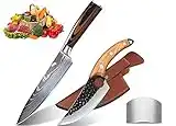 Anhichef Set de Cuchillos de Cocina,Cuchillos de Cocina Profesionales 20cm + Cuchillo Deshuesador de 15 cm con Funda de Cuero-Cuchillas Ultra Nítida, Mango Ergonómico