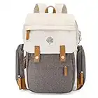 Parker Baby Diaper Backpack - Large Diaper Bag with Insulated Pockets, Stroller Straps and Changing Pad -"Birch Bag" - Cream