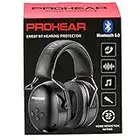 PROHEAR 037 Bluetooth 5.0 Hearing Protection Headphones with Rechargeable 1100mAh Battery, 25dB NRR Safety Noise Reduction Ear Muffs with 40H Playtime for Mowing, Workshops, Snowblowing - Black