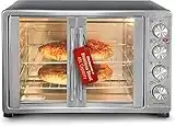 Elite Gourmet ETO4510B# French Door 47.5Qt,18-Slice Convection Oven 4-Control Knobs,Bake Broil Toast Rotisserie Keep Warm,Includes 2 x 14" Pizza Racks,Stainless Steel,Stainless Steel and Dark Gray