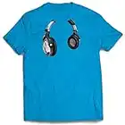 lepni.me Men's T-Shirt DJ Gift for Music Lovers Retro Music, Electronics, Headphone Print (Large Blue Multi Color)