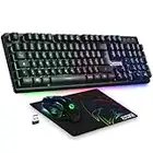 Empire Gaming - Armor RF800 Pack Clavier Souris Gaming sans Fil AZERTY (Français-Layout) RGB avec Tapis de Souris -Clavier 2.4G -Souris 4800 DPI -PC PS4 PS5 Xbox One/Series Mac - Noir