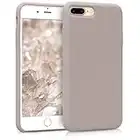 kwmobile Hülle kompatibel mit Apple iPhone 7 Plus/iPhone 8 Plus Hülle - dünnes Silikon Handy Case - Handyhülle weiche Oberfläche - kabelloses Laden - Helltaupe