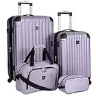 Travelers Club Midtown Hardside Luggage Travel Set, Spinner Wheels,Zippered Divider,Telescopic Handle,Lightweight, Lilac, 4-Piece Set