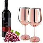 D L D 2 bicchieri da vino in acciaio inox rosa, in vetro infrangibile, senza BPA, per cocktail, accessori per feste