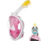 Wsobue Snorkel Mask for Kids,Full Face Diving Mask Anti-Fog, Anti-Leak Dry Top Snorkel Set for Children Aged 5-14 (Pink XS for Kids)